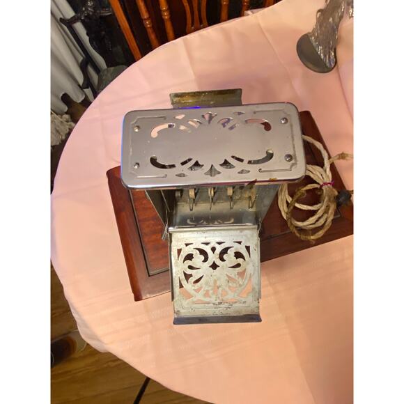 Antique Early 1900s Electric Toaster Drop Sides Ornate Edison 159T33 with cord - Picture 15 of 16